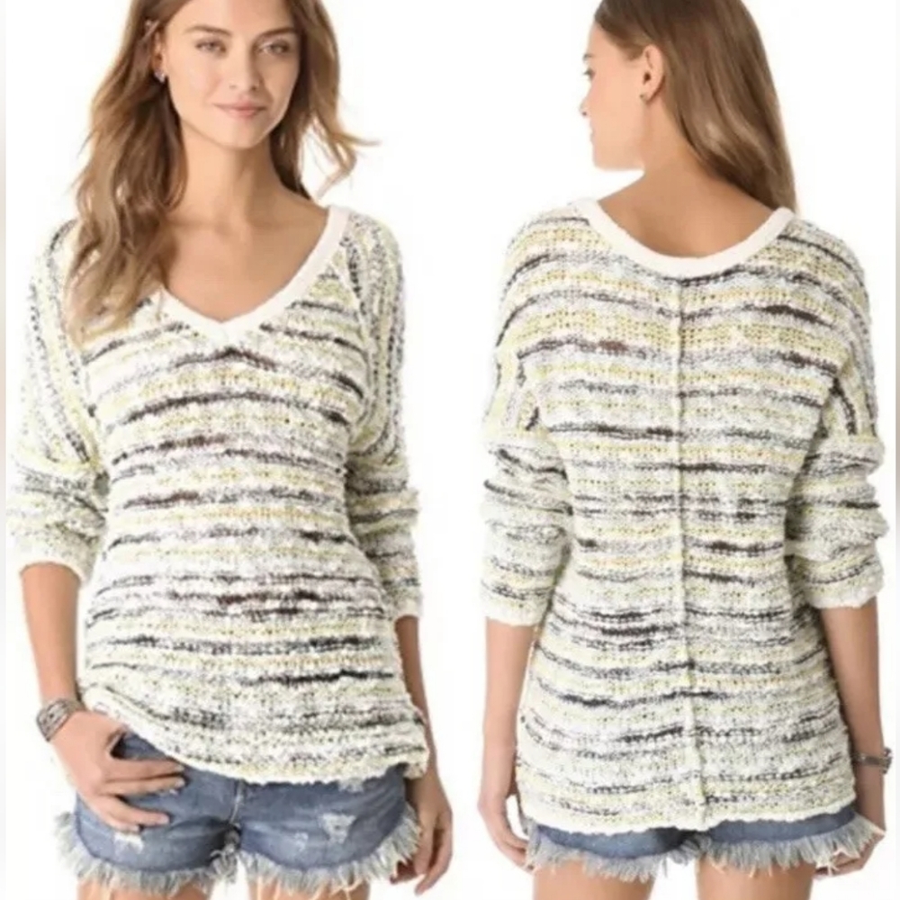 Free People Songbird V-Neck Knit Sweater